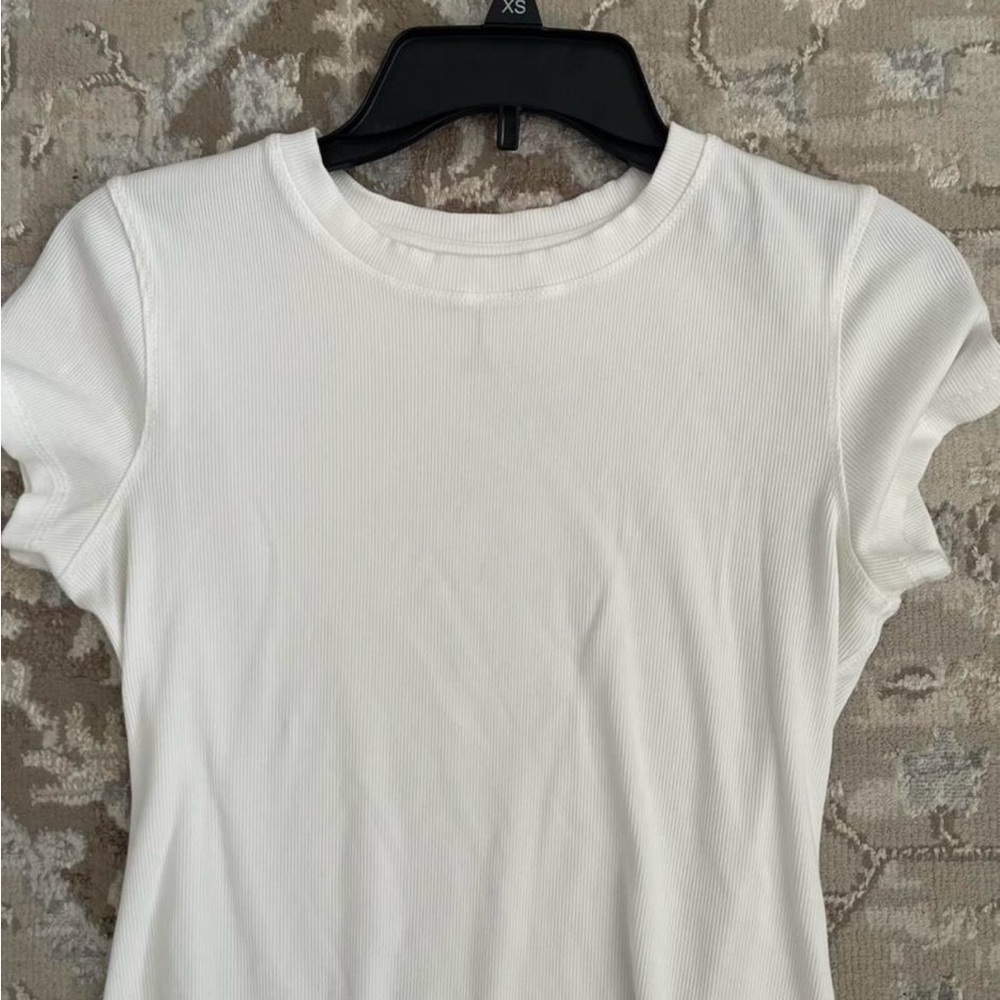 Elie Tamara Women's White Ribbed Crewneck Tee